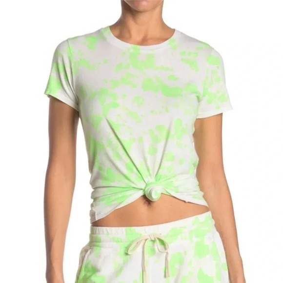 SUNDRY Boy Bright Green and White Tie Dye Short Sleeve T Shirt Sz 1 Small - Picture 1 of 13